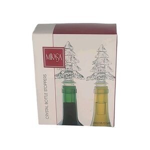 Mikasa Holiday Classics Fine Crystal Tree Shaped Bottle Stoppers Boxed New
